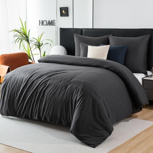 Soifox Winter Thermo Fleece Bettwäsche 140x200 Anthrazit, Flauschige und Warme Cashmere Touch Bettbezug + Kissenbezug 80x80 cm mit Reißverschluss