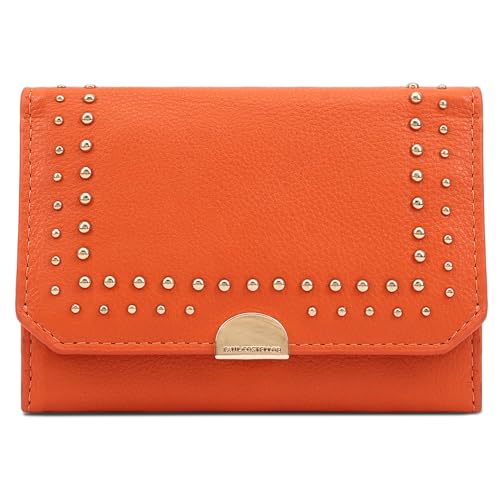 Image of Paul Costelloe Genuine Leather Womens Compact Wallet with Card Organizer and Coin Zip Pocket | Razi (Harvest Pumpkin)