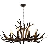 Uboxin Farmhouse Antler Chandelier 8-Light,Black Rustic Deer Horn Pendant Light, Antler Light Fixtures Ceiling Lighting for Living Room, Bedroom, Dining Room, Cabin