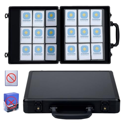 Azamou Premium 9-Pocket Hard Case Card Binder, 450 Cards Capacity for TCG MTG YGO Sports Cards, Sleeve-Free & Not Compatible with Top Loaders/Sleeves (Black – Only for Loose Cards) by Azamou - Used condition - US$29.39