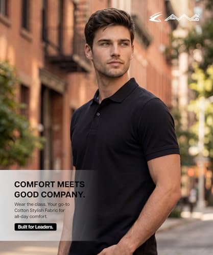 Image of AWG ALL WEATHER GEAR 100% Cotton Polo T Shirt for Men | Soft & Breathable Fabric | Regular Fit | Half Sleeve Polo Collar T Shirt | Casual & Office Wear | Comfortable & Durable Mens Polo T Shirt