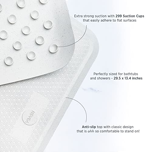 Hevea Natural Rubber Big Bath Mat - Upcycled, Scandinavian Design - Non Slip Bathtub Mat, 299 Suction Cups - Safe And Friendly For All Ages (Granite) #TOP3