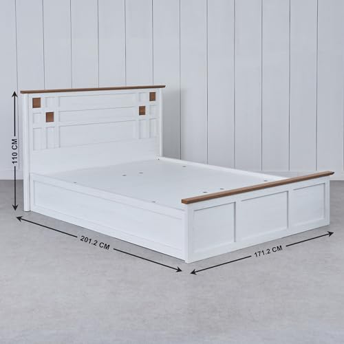 Image of Home Centre Santorini Pearl Queen Bed with Hydraulic Storage - White