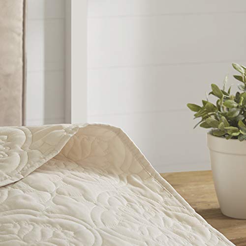 510 Design Oakley Reversible Quilt Set-Luxe Stitching Design All Season, Lightweight Coverlet Bedspread Bedding, Matching Shams, Oversized Full/Queen(102"X118"), Medallion Cream 3 Piece #TOP5