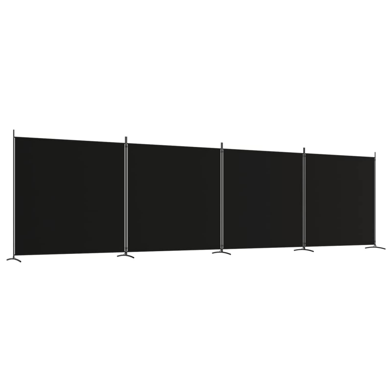 Homgoday Przegroda do pomieszczeń parawan wewnętrzny oddzielny parawan panele dzielące do wnętrz domu, 4-panelowa przegroda, czarna tkanina 698 x 180 cm