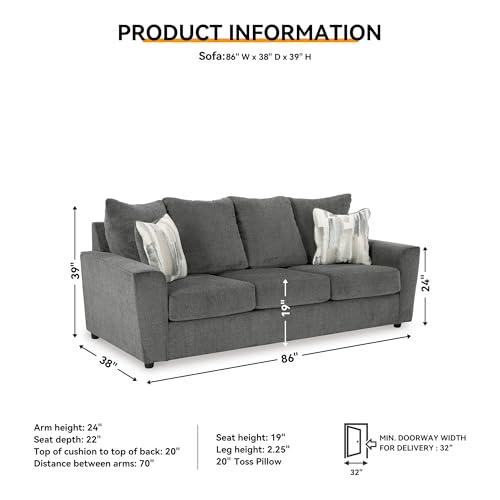 Signature Design by Ashley Stairatt Casual Sofa with Flared Arms, Gray - Image 4