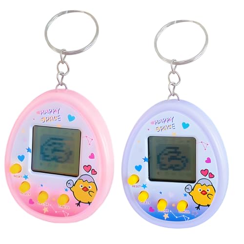 Tomedeks 2 Piezas Mascota Virtual, Virtual Pets Toy,Máquina de Juego Electrónica para Mascotas con Llavero para niños de 8 años（B）