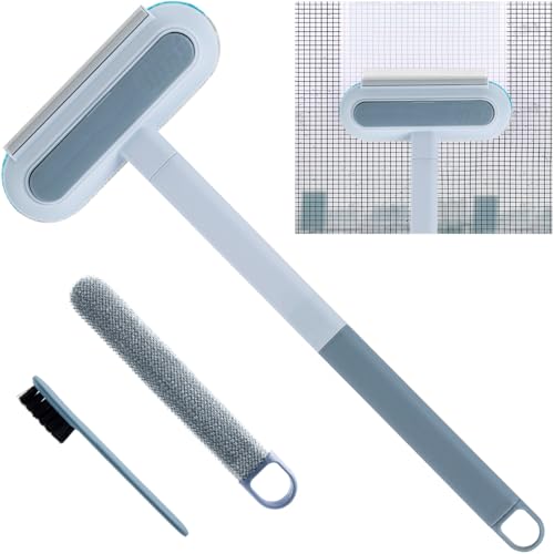 Spazzola Pulisci Zanzariera Spazzola per rete in rete Spazzola per la Pulizia della zanzariera con spugna pulisci zanzariera moschiere 4 in 1 Mesh Cleaner Brush (Regolare: 44cm)