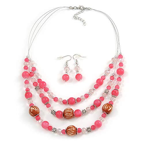 Juego de collar de ceramica y vidrio con pendientes a juego de alta calidad