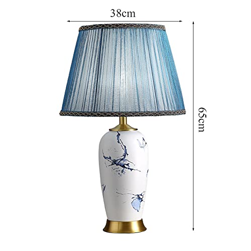 Yhqsyks Chinese Style Brass Ceramic Table Lamp, Desk Lamp Living Room Decorative Table Lamps With Blue/White For Family Bedroom Nightstand Bedside Lamp #TOP1