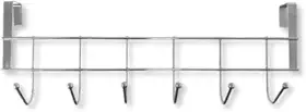 Cabideiro de Porta Metal 6 Ganchos Prata Organizador Multiuso Sem Furo para Quarto Banheiro Cozinha Porta Objetos Roupas Bolsas Toalhas