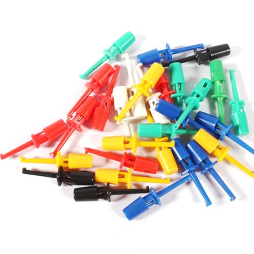DIANN 30pcs Test Hooks Clips Single Hook Clip Colorful Spring Hook Clip Test Grabber Probe for Electronic Testing Multimeter Wir