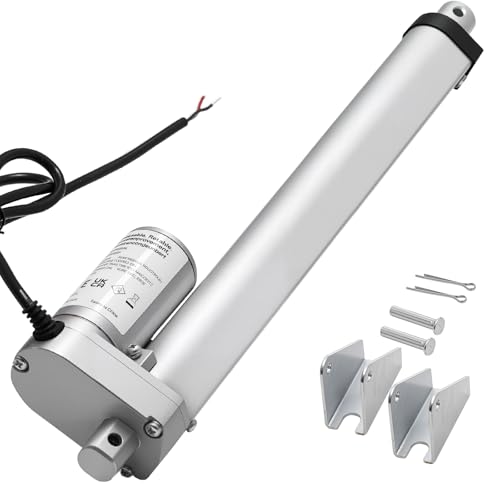VEVOR Attuatore Lineare 12V, Attuatore Lineare Impermeabile IP54 con Corsa 250 mm, 15 mm/s, Attuatori di Movimento 1000 N con Staffe di Montaggio per Scrivania Elevatrice, Poltrone Reclinabili
