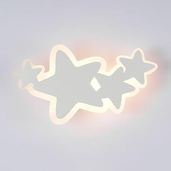 LED White Stars Wall Lamp Cartoon Children's Room Night Light Decorative Background Lamp for Bedroom, Living Room, Stairs, 3 Lighting