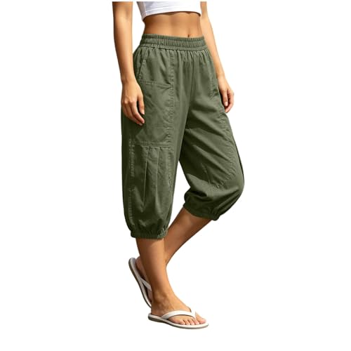 Wide Leg Capri Pants For Women Pull On Cuffed Hem Wode Leg Pants Summer High Waisted Capris Pleated Fall Fashion Capri Pants With Pockets Comfy Bottoms Dressly Capsule Wardrobe For Women 2026
