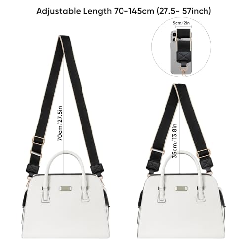 Muteffcase Purse Strap 2”, Wide Replacement Crossbody Bag Straps for Purses, Shoulder Canvas Handbag Strap (2\" Black/Gold Buckle)