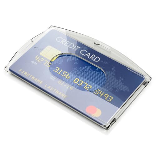 QUERGO ID Badge Holder - Double Sided, Vertical & Horizontal ID Card Holder for Lanyard, Nurse, and Staff - Durable Plastic ID Holder Landscape & Portrait - Secure ID Holder for Cards (Pack of 2)