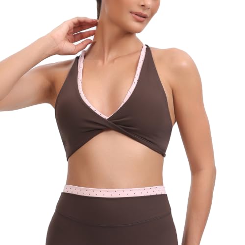 Image of Aoxjox Women's Workout Sports Bras Fitness Metamorph Sienna Twist Bra Yoga Crop Tank