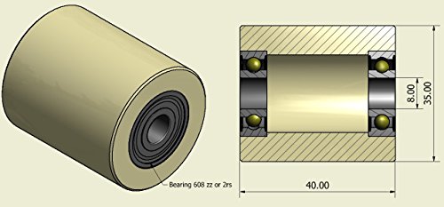 LASANA SMART MACHINES Satz mit 4 Laufrollen mit Kugellager - Nylon Rollen für Palettenhubwagen - Hubwagen Räder Durchmesser 35 mm, Breite 40 mm - Lager Präzise maschinenbearbeitet