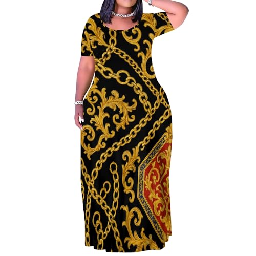Image of PinkPatty Plus Size Maxi Dress for Women Summer Casual Short Sleeve Tshirt Dresses with Pockets (XL-6XL)