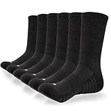 Lapulas Socken Herren Damen 6 Paar Gepolsterte Wandersocken Baumwolle Wintersocken Warm Arbeitssocken Sportsocken mit Weicher Polsterung Bequemere und Atmungsaktive Schwarz, 43-46