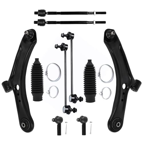 ECCPP - 10PCS Front Lower Control Arm w/Ball Joint Inner Outer Tie Rod End Sway Bar Link Steering Boot Compatible Fit 2007-2013 For Suzuki SX4 Suspension Kit