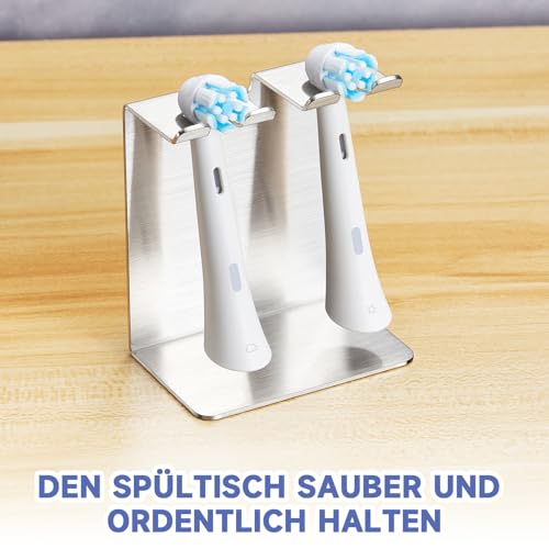 YYBO Zahnbürstenhalter, Aufsteckbürsten Halter, Stehender oder Wandhalterung Zahnbürstenhalter Elektrische Zahnbürste Halterung, Zahnbürsten Halter Ohne Bohren Bürstenkopf-Halterung (Silber, Klein) 2