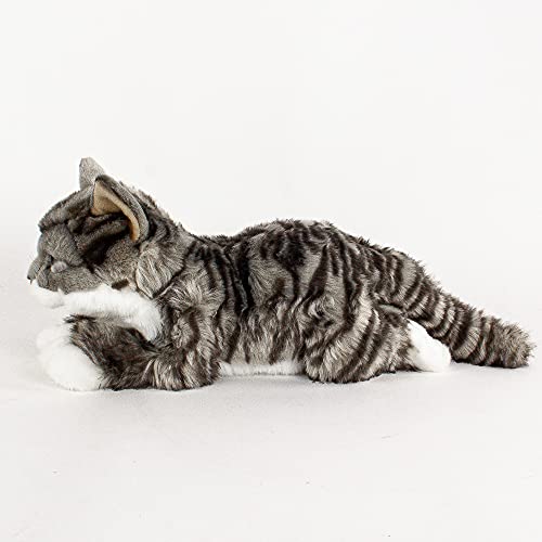 Teddys Rothenburg Kuscheltier Katze liegend grau/weiß getigert 40 cm Plüschkatze Uni-Toys