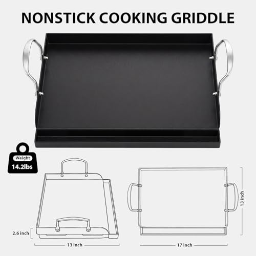 Cast Iron Flat Top Grill Insert for gas grill charcoal grill camping BBQ, Easy-Check Fit Accessory for Outdoor Cooking or Use by Utheer - Image 3