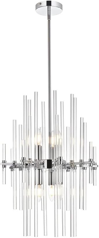 Elegant Lighting Indoor Modern Home Decorative Bright Ceiling Light Sienna 17 inch Crystal Rod Pendant in Chrome