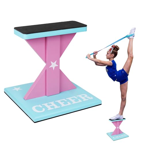 Wooden Cheer Stunt Training Stand with Non-Slip Pads Cheerleading Balance Trainer Stable Base Includes Screws Wrench Flexible Cheer Stunt Strap Cheerleading Balance Trainer Set for Flyers