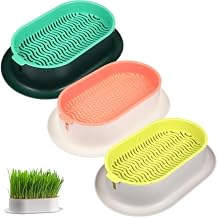 Tofficu Cat Grass Planter Set Hydroponic Indoor Planting Box with Large Water Reservoir Soilless Nursery Kit for Easy Cat Grass Growing Lightweight Durable 7.44X4.84X1.77 Inch Pot for Home Garden