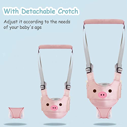 Ocanoiy Baby Walking Harness Handheld Baby Walker Assistant Belt Adjustable Toddler Infant Walker Harnesses Standing Up Walking Learning Helper with Detachable Crotch for 9-24 Month (Pink Pig)
