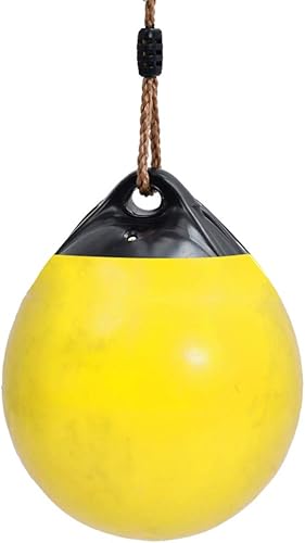 Miniatura 5 de Columpio inflable de bola, asiento de columpio para niños con cadena de cuerda colgante para interiores y exteriores, árbol de juegos, amarillo,