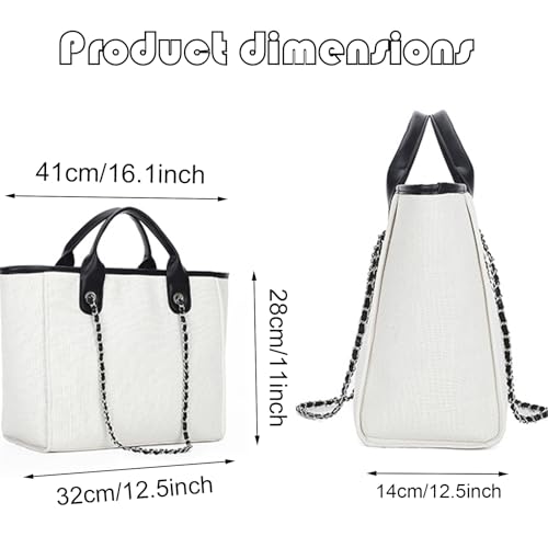 Bolso Tote grande para mujer de lona con cremallera miniatura 4