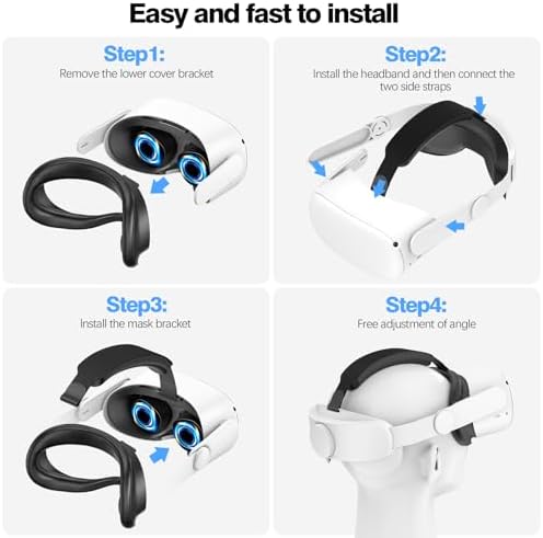VZNEK Head Strap Compatible with Oculus Quest 2,Meta Quest 2 Accessories Adjustable Elite Strap Replacement for Enhanced Comfort Support and Gaming Immersion in VR (Without Battery) - 3