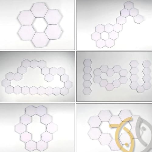 5 Lâmpadas Luminária Quântica LED em formato Hexagonal com Touch Modular - Iluminação Personalizável