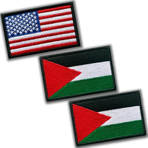 USA and Palestine Flag Patch 3-Pack