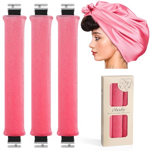 obeoby Heatless Curlers, Heatless Curls Overnight Set for Women, Soft Pink