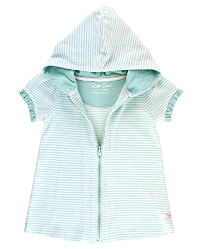 Rufflebutts Terry Full-Zip Cover Up - Vintage Aqua Stripe - 3T #TOP7