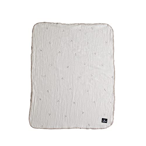 PUPPAPUPO ベビーブランケット 65×85cm 6重ガーゼ ベビー 赤ちゃん 新生児 子供 防寒 おしゃれ ひざ掛け 男の子 女の子 出産祝い プレゼント スター ムーン 月 星 02チェリー×アイボリー