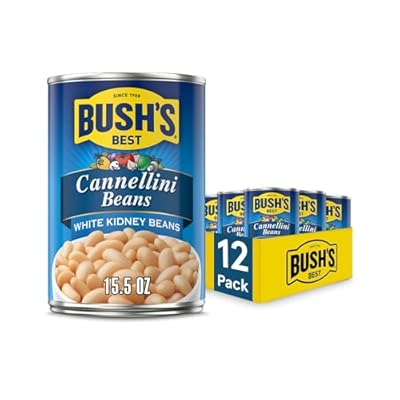 BUSH'S BEST 15.5 oz Canned Cannellini Beans, Source of Plant Based Protein and Fiber, Low Fat, Gluten Free, (Pack of 12)
