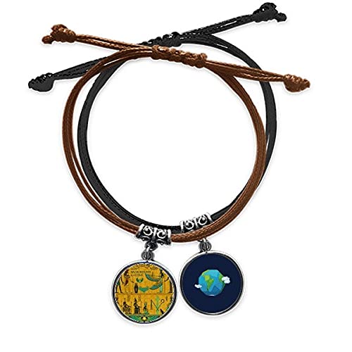 Pulsera del Faraón en cuero genuino y cuerda de diseño artesanal egipcio