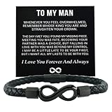 ZCVFA To My Man Infinity Leather Bracelet, Love You Forever and Always Stainless Steel Bracelets Husband Bracelet from Wife Valentine Birthday Christmas Fathers Gifts for Him（Style A）
