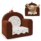 OUOZZZ Toddler Kids Chair for Ages 1–6, Couch Roll Cake Sherpa Seat with Book Pocket &...