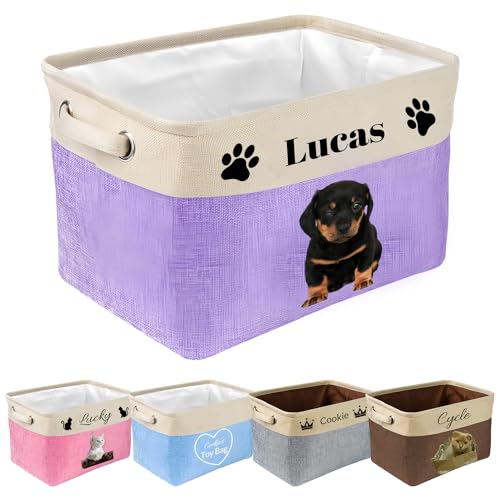 JeathFea Personalisierte Hundespielzeug - Name und Bild des Haustiers hinzufügen - Zum Aufbewahren von Hunde Katzen zubehör, Haustierbedarf - Faltbare Aufbewahrungsboxen