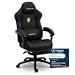 Migliori sedie gaming in tessuto Dowinx Sedia da gaming, ergonomica, con cuscino lombare, poggiatesta regolabile in altezza, cuscino ispessito, poggiapiedi allungabile, braccioli regolabili, velluto in microfibra