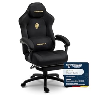 Dowinx Chaise Gaming Ergonomique avec Coussin Lombaire Massant Réglable, Fauteuil Gamer en Velours, Assise Épaissie, Repose-Pieds Rétractable, Accoudoirs Réglables, Dossier Inclinable 160°, Noir