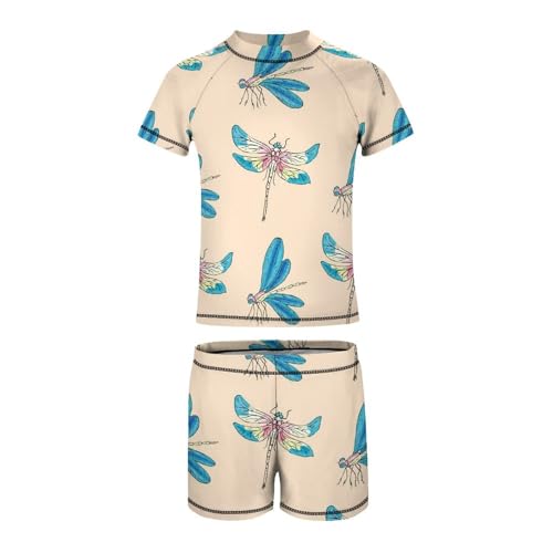 Bright Multicolored DragonfliesChildren's Swimsuits Boys Two Piece Suit9-11Y（140cm）2