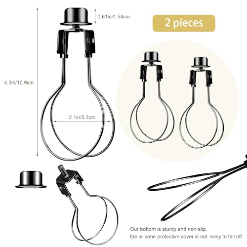 Image of Honoson 2 Pcs Bulb Lamp Shade Light Bulb Clip Adapter Includes Finial and Lampshade Levellers for Replacement (Black)